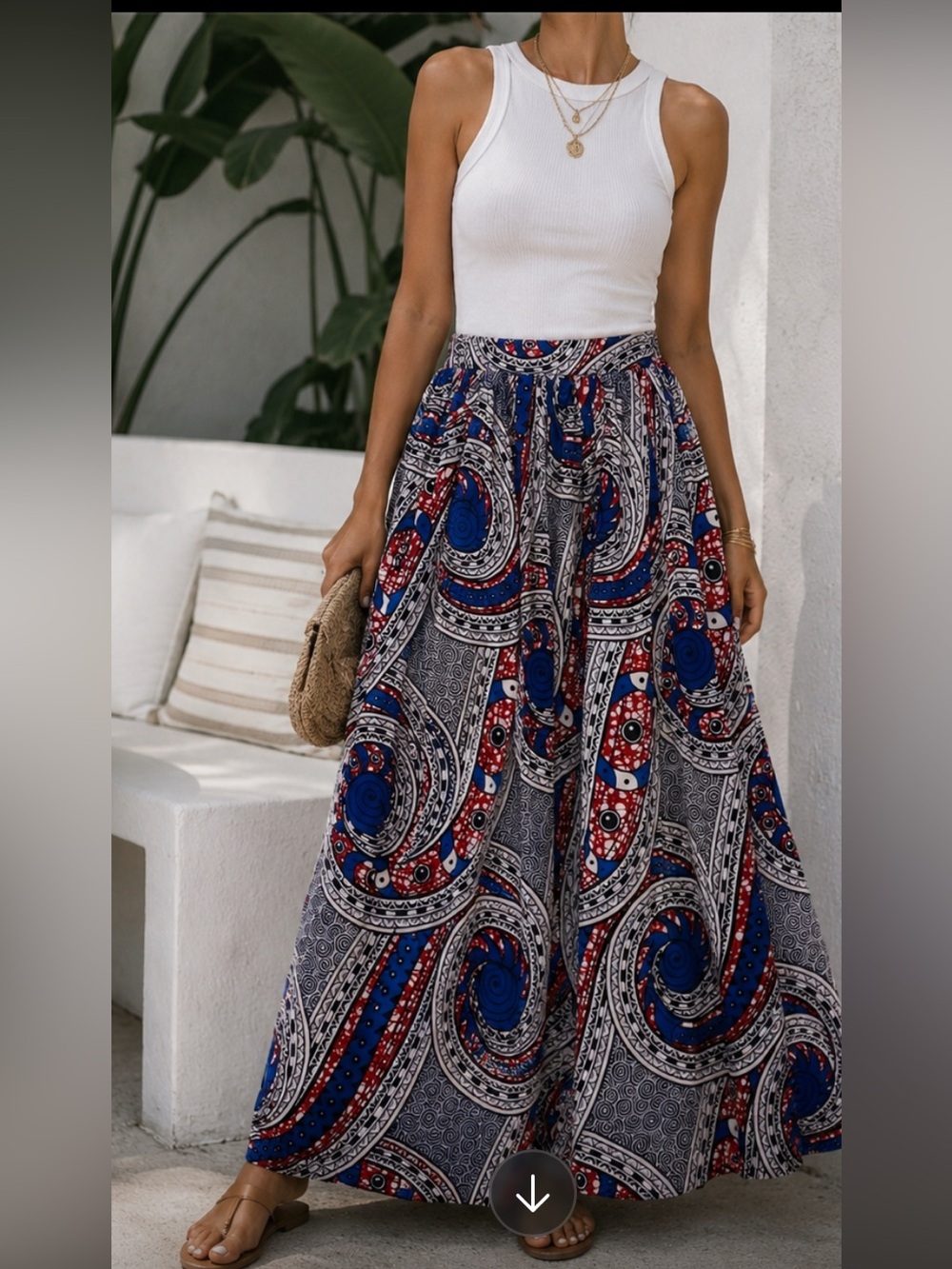 Vibrant African Print Patterned Maxi Skirt